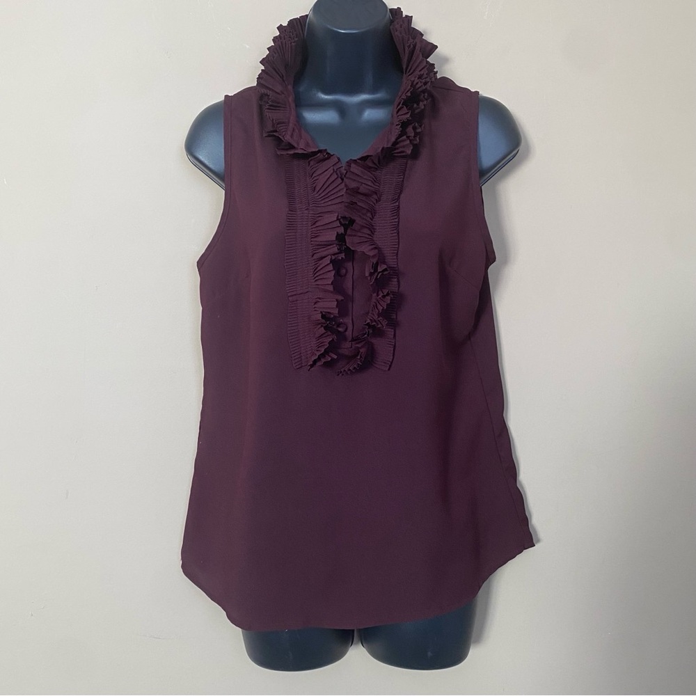 NY&Co Purple Ruffled Sleeveless Tank
